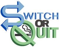 logo that says switch or quit with the Q forming a no smoking sign