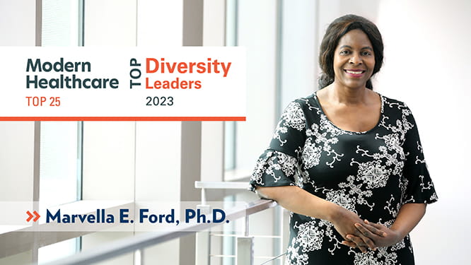 image of Dr. Ford with Modern Healthcare Diversity Leaders logo superimposed on top