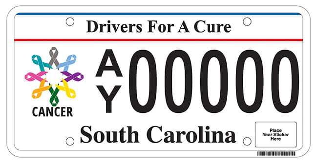 drivers for a cure south carolina license plate