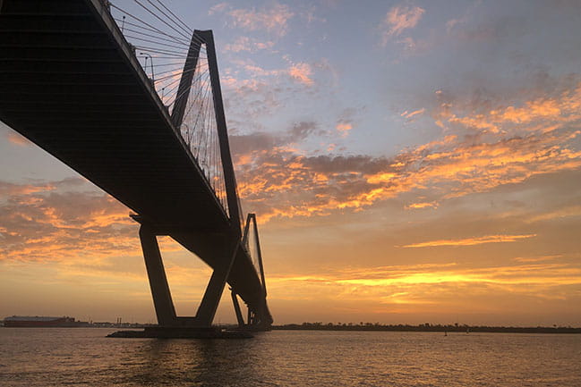 Ravenel Bridge in Charleston at sunset
