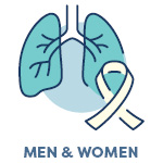 icon representing lung cancer with the words men & women under it