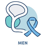 icon representing prostate cancer with the word men under it