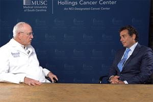 screenshot of Cross Talk Head and Neck episode showing Dr. Raymond DuBois and Dr. Jason Newman