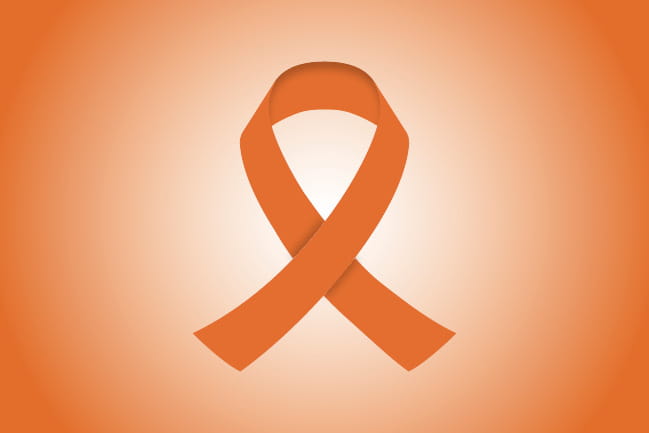 orange colored ribbon representing leukemia