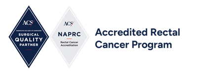 logo indicating that Hollings is an American College of Surgeons (ACS) Surgical Quality Partner and ACS National Accreditation Program for Rectal Cancer Accredited Rectal Cancer Program