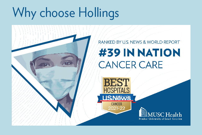 Why choose Hollings ranked by U.S. News & World Report #39 in nation for cancer care