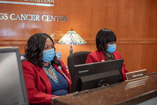 The front desk at Hollings Cancer Center