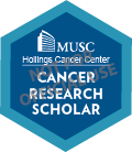 Hollings Cancer Research Scholar badge with watermark that says Not for official use