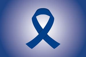 dark blue cancer ribbon representing gastrointestinal cancer