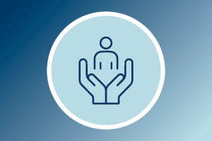 social work icon showing pair of hands supporting a person