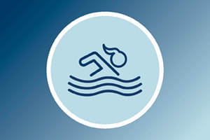 survivor's fit club icon showing a woman swimming