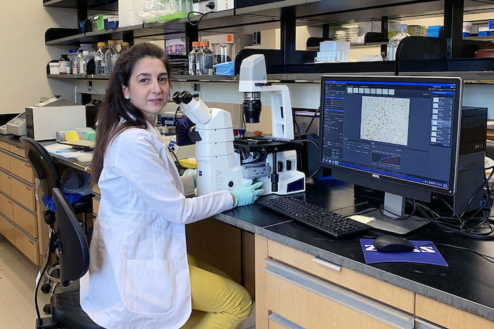 Dr. Blanco working in her lab