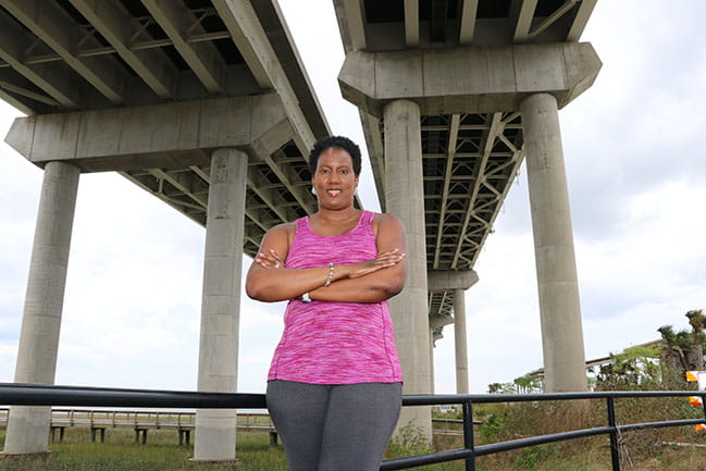 Tanya Waring-Hearn walks regularly to keep her energy levels up as she prepares for the 41st Cooper River Bridge Run. Photo by Dawn Brazell