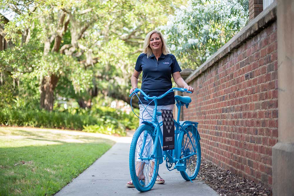 Kathy Cole with a Lowvelo bike