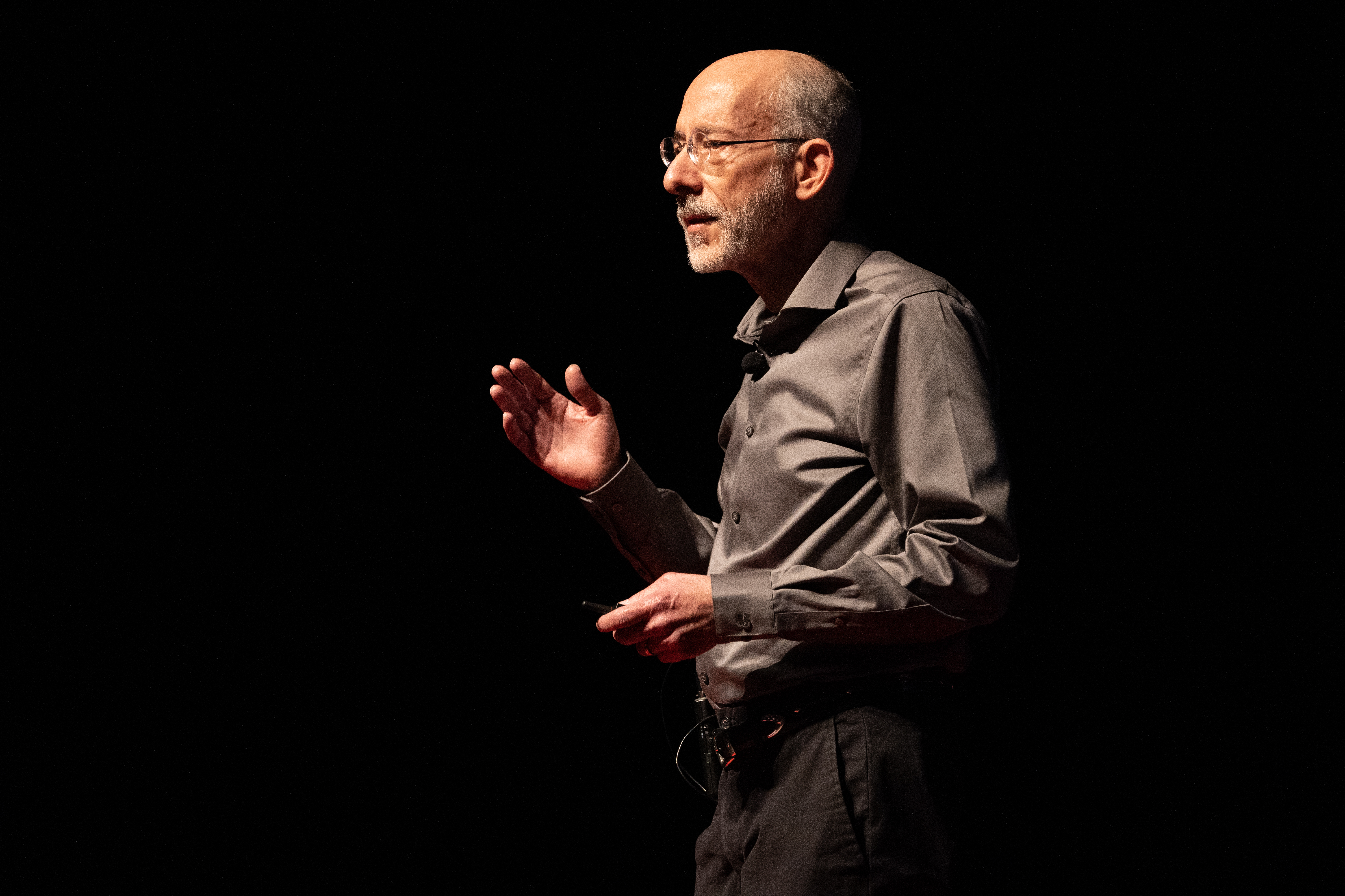 Steven Rosenzweig, Ph.D., practices his presentation for the upcoming TEDxCharleston talk. Photo by Clif Rhodes