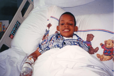 Williams' son in a hospital bed.