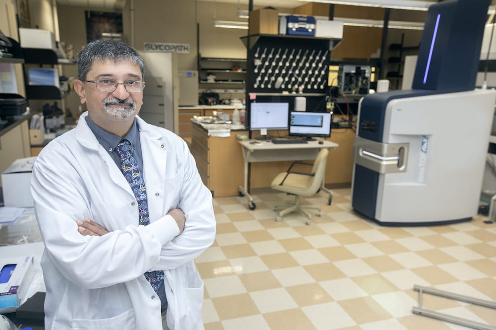 Anand Mehta, D.Phil.,  Smart State Chair in Proteomic Biomarkers at MUSC, in his laboratory.