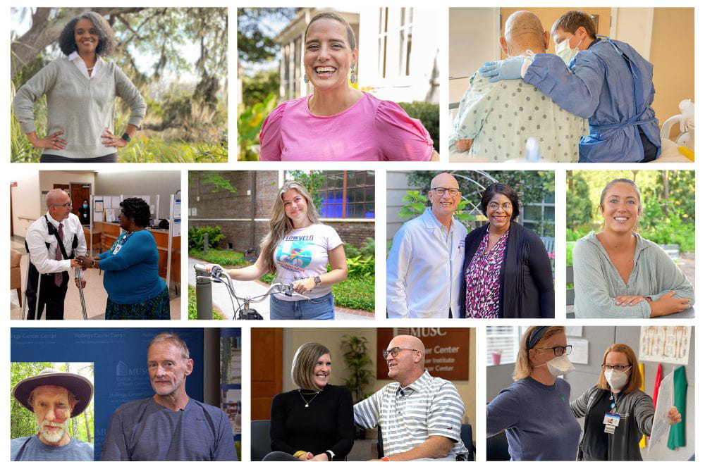 a collage of 10 images showing the people represented in the Hollings top stories of the year