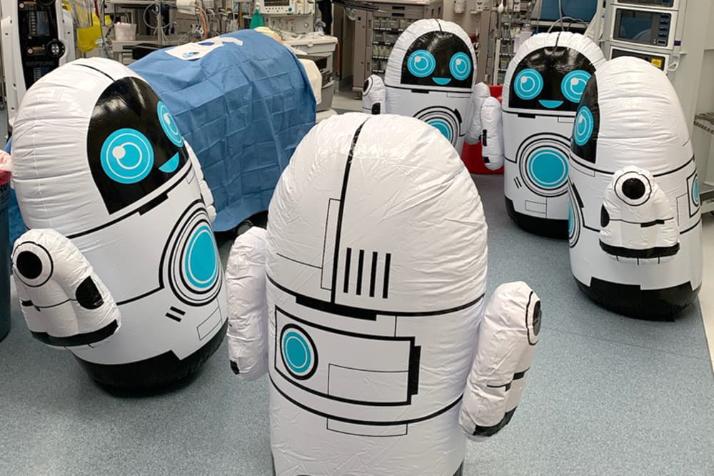 Inflated robots used for robot Olympics. Image courtesy of Dr. Kenneth Catchpole.