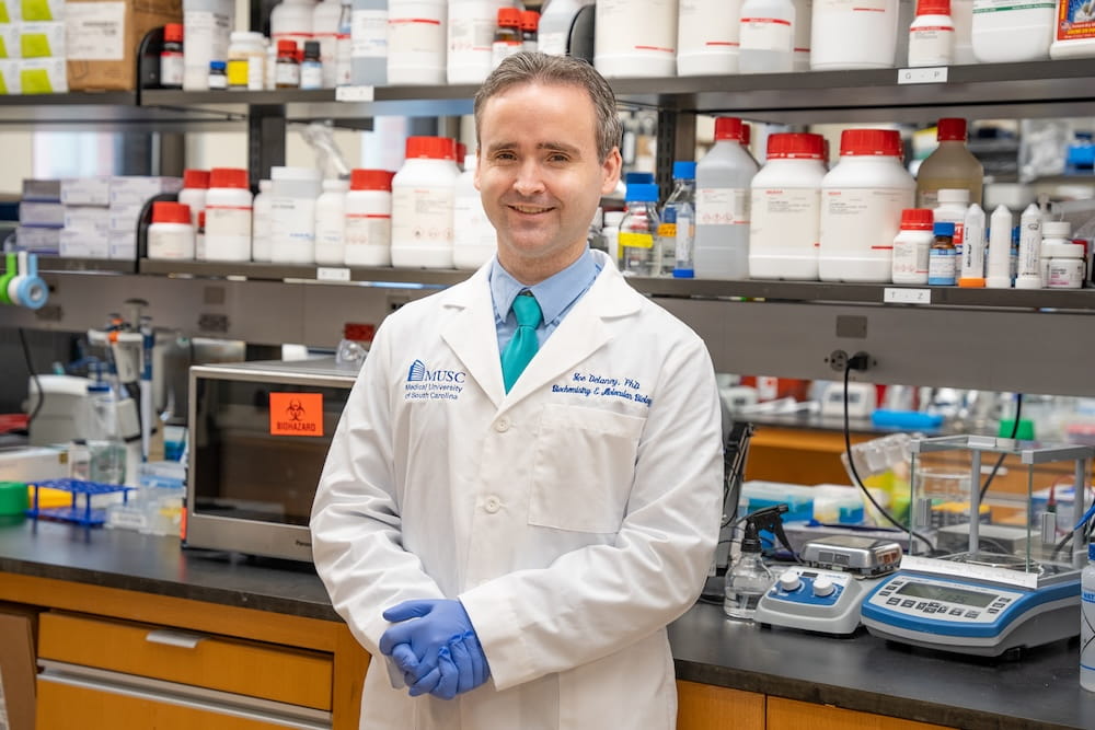 Dr. Joe Delaney in his MUSC Hollings lab