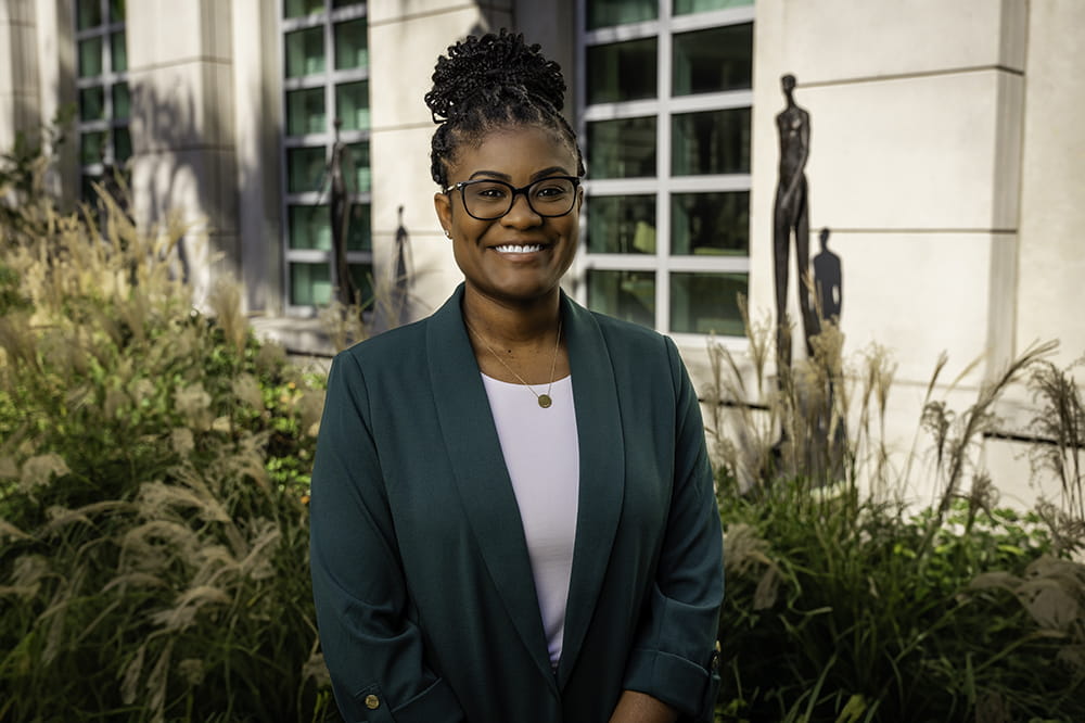 cervical cancer trends researcher Trisha Amboree at the garden in Hollings Cancer Center